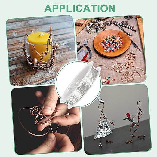 0.6 mm/22 Gauge Copper Wire for Jewelry Making, 13.1FT Copper Beading Craft Wire for Jewelry/Weaving/DIY Crafting/Planting, Color-Retaining [4M, Bright Silver]