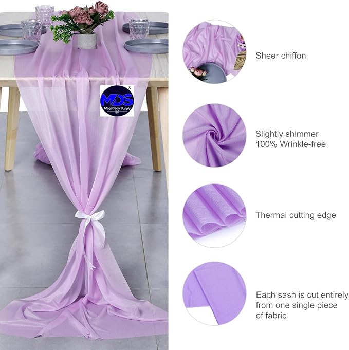 MDS Halloween Chiffon Table Runner - 1 Pack, 29 x 170 Inches, 14ft Each - Sheer Spooky Table Runners for Haunted House Parties, Trick-or-Treat Tables, Witchy Décor, Wedding & Events - Orchid