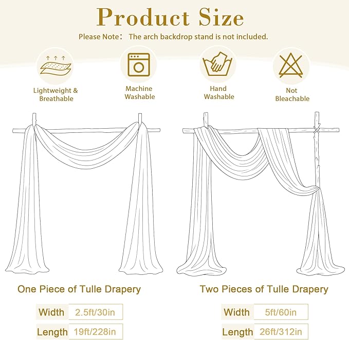 Wedding Arch Draping Fabric Backdrop 1 Panel 60" x 26Ft Pink Drapes Curtains for Wedding Reception Sheer Tulle Backdrop Curtain for Ceremony Birthday Party Baby Shower Arbor Ceiling Decorations