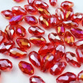 200pcs 4x6mm Teardrop Crystal Glass Beads Vertical Hole Faceted Glass Teardrop Spacer Beads for Bracelets Necklace Earring DIY Jewelry Making Craft(Red AB)