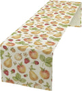 Vintage Spring Summer Fruit Table Runner Watercolor Pear Strawberry Leaves Dinner Runner for Farmhouse Party Holiday Home Kitchen Dining Table Decor 13x108