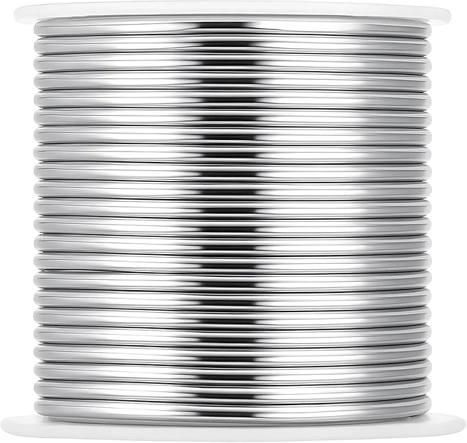 Mandala Crafts 10 Gauge Anodized Aluminum Craft Wire for Jewelry Making - 120 FT Colored Flexible Silver Black Wire - Bendable for Bonsai Armature Crafting Sculpting