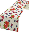 Strawberry Table Runner Spring Summer Fruit Wild Berry Forest Garden Dinner Runner for Farmhouse Party Holiday Home Kitchen Dining Table Decor 13x108