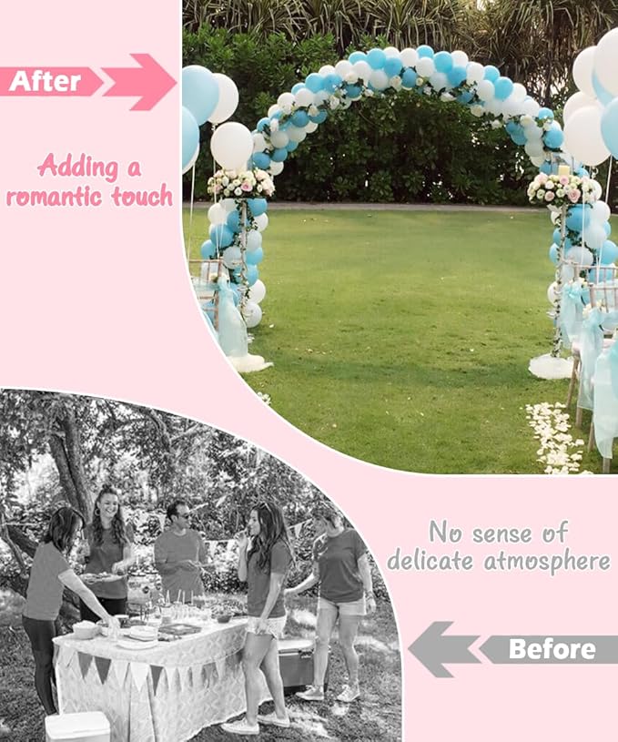 Queension Metal Arch Backdrop Stand 7Ft Wide 7.7Ft High, Wedding Arch Frame for Wedding Decorations, Balloon Arch Stand with Base for Ceremony, Outdoor Garden Arch Trellis for Climbing Plants, Gold