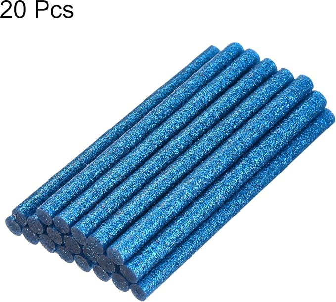 uxcell 20pcs Hot Glue Sticks for Glue Gun 7mm/0.27-inch x 8-inch Mini Hot Melt Adhesive Glue Stick Glitter Bright Blue