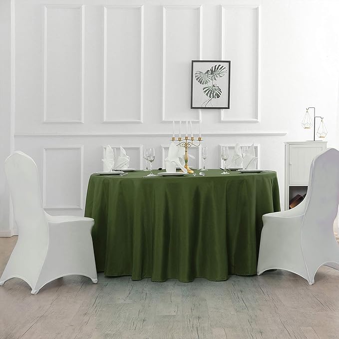 120 inch Round Tablecloth Washable Polyester Table Cloth Decorative Table Cover for Wedding Party Dining Banquet（120 inch,Willow）