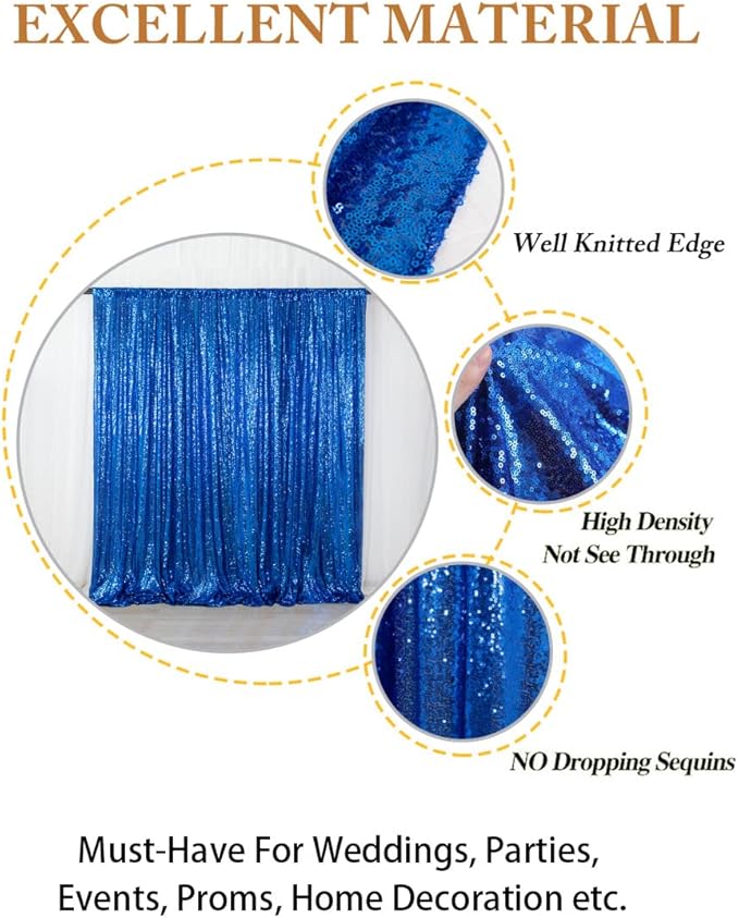 ShinyBeauty 20ftx10ft Sequins Fabric Backdrop Curtain-Royal Blue