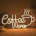 Ineonlife Coffee Open Neon Sign Light Up for Wall Decor Modern Led Sign for coffee bar Small Acrylic Art Decor for cafe business restaurant club party man cave Decorations 16.53x9.84 inch USB POWER