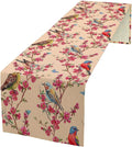 Floral Butterfly Table Runner Seasonal Spring Flower Bird Table Decoration Table Runner for Home Party Decoration 13x70 Inch