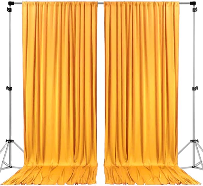 AK TRADING CO. 10 feet x 10 feet Black Polyester Backdrop Drapes Curtains Panels with Rod Pockets - Wedding Ceremony Party Home Window Decorations