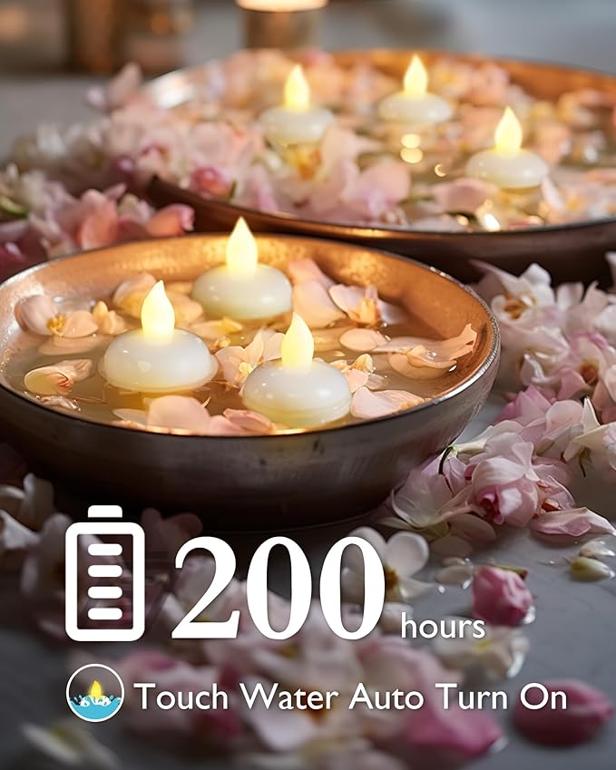 Homemory 36 Pack Flameless Floating Candles, Warm White Led Flickering Tealight Candles in Bulk, Decor for Wedding, Party, Centerpiece, Pool, Christmas