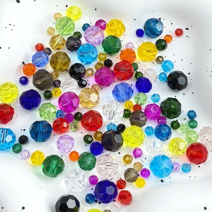 400 PCS 4mm Crystal Glass Beads Round Multiple Faceted Loose Spacer Glass Beads for DIY Handcrafte Bracelet Necklace Earring Jewelry Making(Multicolor)