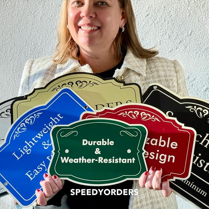 Custom Decorative Outdoor Metal Sign - Personalized Aluminum Driveway Sign, Waterproof, Made in USA - Design 2 Forest Green 10x7 In