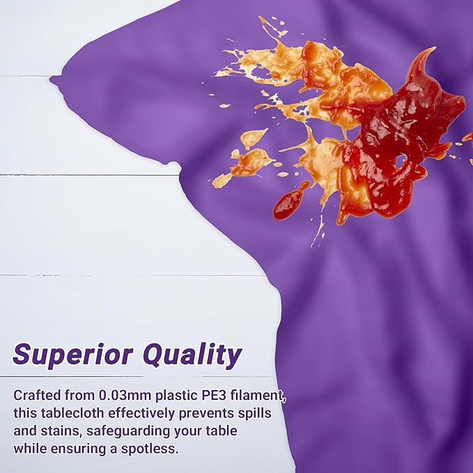 QZYL 12 PCS Purple Plastic Tablecloths, 54 in x 108 in Dinner Table Cloths, Rectangle Table Cover for Birthday Party Family Gathering Wedding