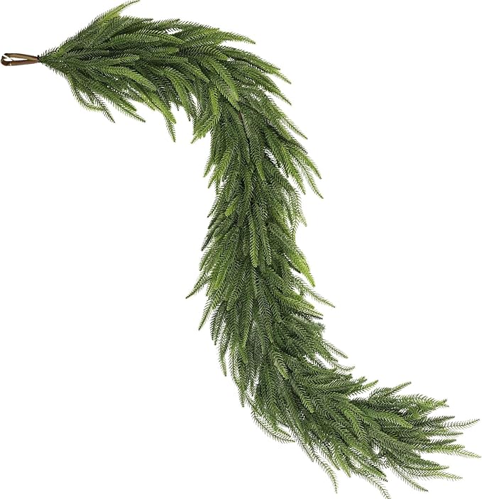 6FT Christmas Norfolk Pine Garland -1PCS, Artificial Pine Needles Garlands Faux Greenery Fake Garland for Holiday Fireplace,Table,Window,Stairs,Mante,Indoor Outdoor Decor