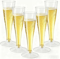 100 Pack Clear Champagne Flutes Plastic Wine Glasses Disposable, 4.5 Oz Transparent Mimosa Glasses for 2025 Wedding Birthday Party Supplies, Bulk Toasting Cocktail Cups