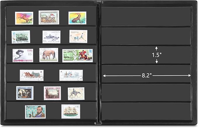 MUDOR Stamp Collecting Album, 6 Rows Pockets Stamp Book for Collectors, 10 Sheets Stamp Stockbook