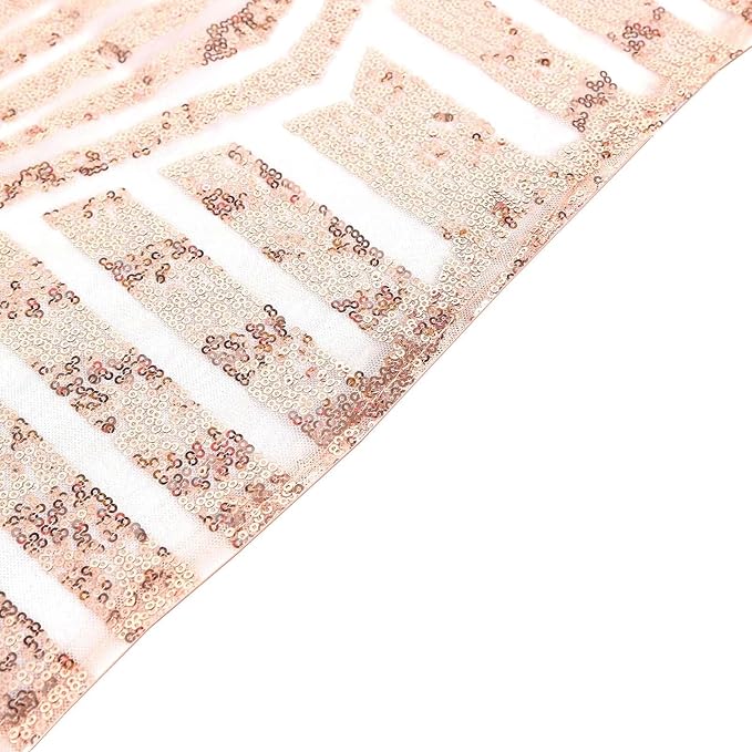Efavormart 72" Blush Rose Gold Sparkly Sequin Geometric Tulle Square Table Overlay