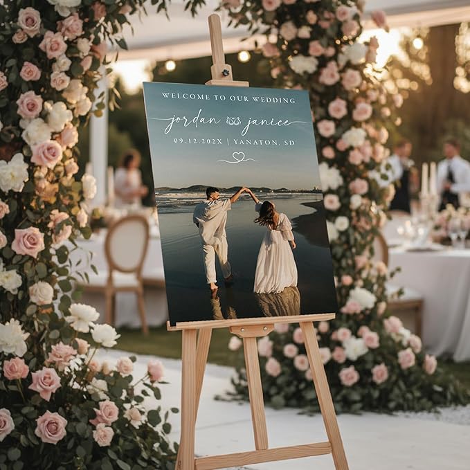 Personalized Wedding Photo Acrylic Welcome Sign – Custom Picture Board with Bride & Groom Names, Elegant Acrylic Wedding Reception Entrance or Ceremony Decoration, Indoor & Outdoor Keepsake Gift #11