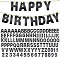 TaoBary 112 Pcs DIY Letter Kit Glitter Customizable Banner Letters Include 107 Letters and Numbers 3 Rope and 2 Needles for Birthday Halloween Christmas Wedding Valentine Party Decor(Bright Black)