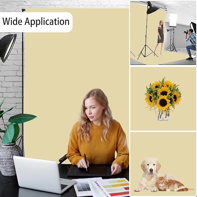 Tan Photography Backdrop for Photoshoot, Photo Backdrop Curtain, Perfect Tan Backdrops for Party Portrait Photoshoots Video Studio 8FTx10FT