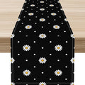 Daisy Floral Table Runner, Spring Seasonal Summer Wild Flower Rustic Country Farmhouse Table Center Decor for Home Kitchen Dining Patio Holiday Party Indoor Outdoor Table Decorations, 13"x36" Inch