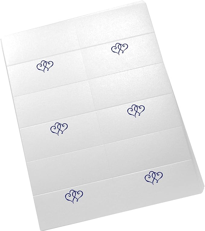 Linked Hearts Printable Place Cards, Navy (Choose Color), Set of 150 (25 Sheets), Laser & Inkjet Printers - Wedding, Party, Dinner, and Special Events - Made in the USA