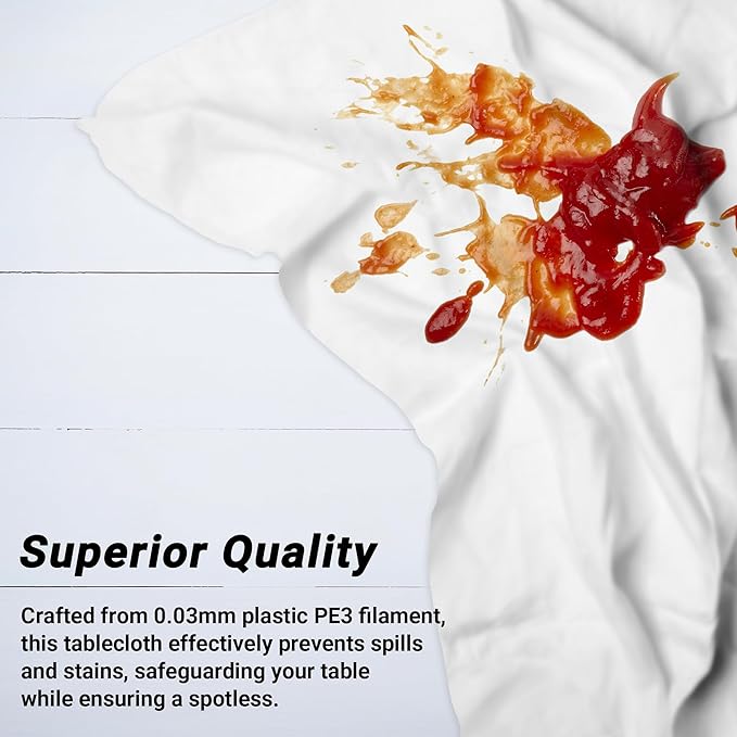 QZYL 12 Packs Disposable White Plastic Table Cloths, 54 X 108 Inches Dining Table Cloth, Plastic Tablecloths for Rectangle Tables, Quick Setup and Cleanup for Parties Picnic, Wedding and Outdoor