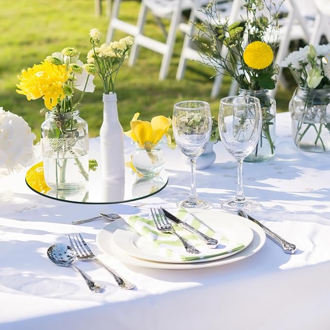 11Pack Round Mirror Centerpieces for Tables, Acrylic Circle Mirror Tiles Non Glass Mirror, for Bedroom Bathroom Living Room Wall Decor Tray Candle Wedding Table Centerpiece Decor, 2mm Thick (10inch)