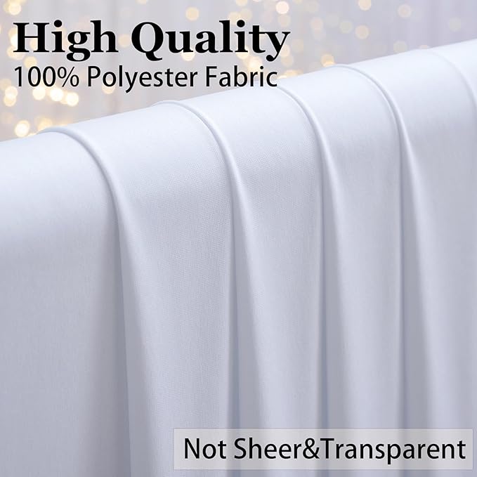 20×14 ft White Wrinkle Free Backdrop Curtain, Soft Silky Polyester Wedding Drapes 4 Panels 14ft Height Photo Backdrop Curtains for Parties Birthday Baby Shower Photography Background Cloth