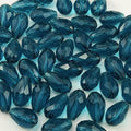 130pcs 6x8mm Teardrop Crystal Glass Beads for Jewelry Making, Faceted Vertical Hole Teardrop Glass Spacer Beads for Wind Chimes Bracelet Earring Necklace DIY Craft(Peacock Blue)