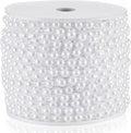 Half-Round Pearl Bead Garland String 27 Yards, 6MM Flat Pearl Beaded Spool Roll Crafts for Wedding Party Decoration(White)