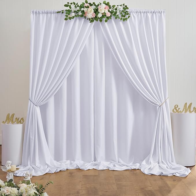 40ft x 10ft Thick Champagne Backdrop Curtains for Parties, 8 Panels 5ft x 10ft Non See Through Champagne Polyester Wedding Drapes Photo Backdrop for Birthday Party Graudation Photography Home Decor