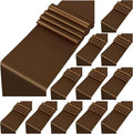 12 Pack Brown Satin Table Runner 12 x 108 inch Long Premium Smooth Table Runner for Wedding, Banquets, Birthday, Party, Graduation, Engagements,Table Runners fit Rectangle and Round Table