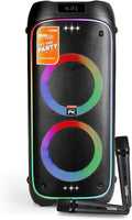 The Platinum DK65 Bluetooth Party Speaker, Karaoke Machine for Adults with 2 Wireless Microphones and Powerful bass & subwoofer, RGB Lights, Features Over 23k Songs for Outdoor & Home