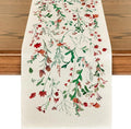Artoid Mode Floral Leaves Christmas Table Runner, Wild Flowers and Grasses Winter Kitchen Dining Table Decoration for Home Party Decor 13x108 Inch
