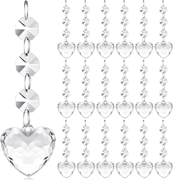 Nuenen 100 Pcs Hanging Crystals for Centerpieces Acrylic Chandelier Garland Beads Strands Prism Decorations Clear Teardrop Chandelier Crystals Pendant Wedding Home Garden Outdoor Ornaments(Heart)