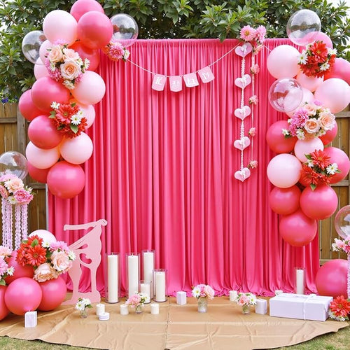 20 ft x 10 ft Wrinkle Free Fuchsia Backdrop Curtain for Parties, 4 Panels Polyester Hot Pink Photo Backdrop Drapes for Wedding Birthday Party Baby Shower