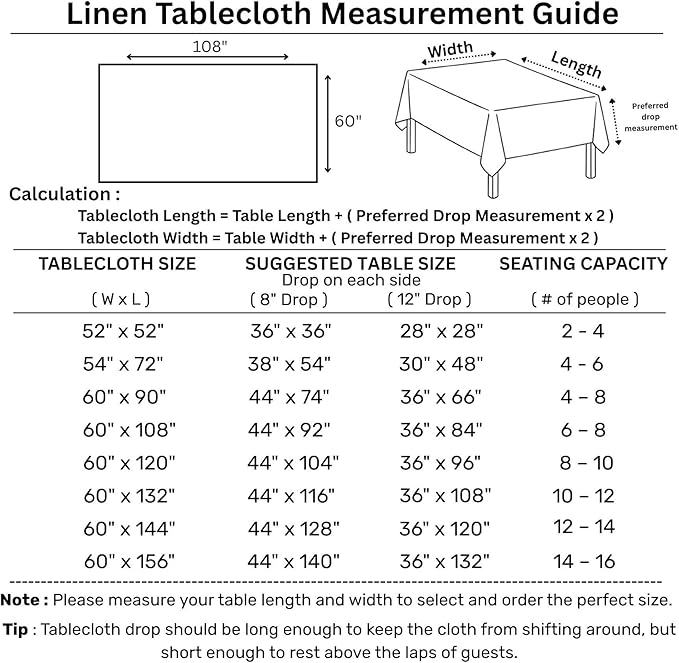 Solino Home Linen Natural Tablecloth 60 x 102 Inch - 100% Pure Linen Rectangular Tablecloth - Machine Washable Table Cloth for Fall, Autumn, Thanksgiving, Christmas, Holiday - Fete