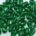 200pcs 3x5mm Teardrop Crystal Glass Beads for Jewelry Making, Faceted Vertical Hole Teardrop Glass Spacer Beads for Wind Chimes Bracelet Earring Necklace DIY Craft(Peacock Green)
