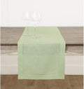 Solino Home Linen Table Runner 36 Inches - 100% Pure Linen Sage Green Hemstitch Table Runner 14 x 36 Inch Ideal for Dresser and Coffee Tables - Fall, Thanksgiving, Christmas - Classic Hemstitch