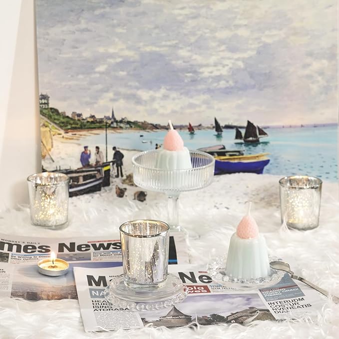 Homemory 24 Pcs Silver Votive Candle Holders, Mercury Glass Candle Holder, Tealight Candle Holders for Table Centerpieces, Baby Shower, Party, Anniversary, Wedding, Home Decor, Halloween, Christmas