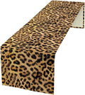 Leopard Print Dinning Table Runner, Cotton Linen Rustic Cottage Country Farm Safari Wildlife Fur Print Table Runners for Table Dresser Runner Dinning Kitchen Party Holidays Home, 13x90 Inch