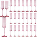 24 Pieces Pink Champagne Flutes 6 OZ Straight Sided Wine Glasses Champagne Long Stem Drinking Colored Glasses,Set of 24 Hand Blown Champagne Flutes Goblets for Wedding Cocktail Cups,Cava, Prosecco