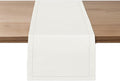 Ruvanti Linen Table Runner 90 Inches, Classic Hemstitch, Washable, Reusable, Non-Slipping, Stain Resistant- Perfect for Parties, Weddings, Dinners, Thanksgiving, Christmas, Indoor use – Ivory