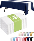 Pureegg White Plastic Table Runners - 10 Pack, 14'' x 108'', Water Resistant & Disposable Centerpiece Decorations for Table Cloth, Wedding, Birthday, Holiday, Baby Shower, Party, Home Decor
