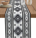Aztec Southwest Cotton Linen Table Runner for Dining Kitchen, Wedding Outdoor Party Tablerunners Decoration, Boho Ethnic Tribes Vintage Grey Dresser Scarf Coffee Tablecloth Runners 13x36 Inches