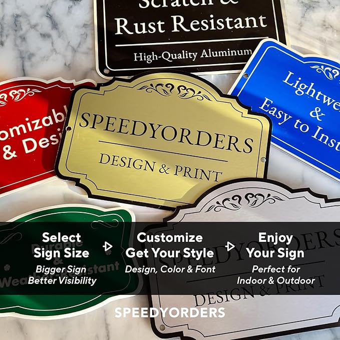 Custom Decorative Outdoor Metal Sign - Personalized Aluminum Driveway Sign, Waterproof, Made In USA - Design 3 Blue Steel 24x24 In