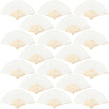 Aneco 18 Pieces Handheld Fans Cloth Hand Fans Bamboo Folding Fans for Wedding Decoration, Church Wedding Gifts, Party Favors, DIY Decoration (Cream)