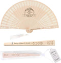 50 PCS Custom Fans Personalized Folding Fans for Line Dancing Wooden Hand Fan Wedding Favors Bulk Fans for Guests Party Event Use (Style04)